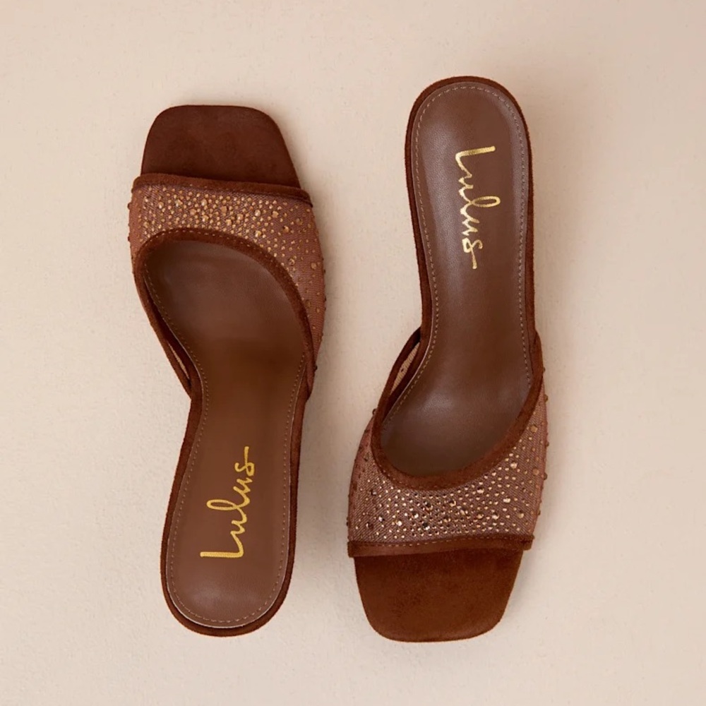 Lulu's Chic Brown Heeled Mules - Picture 4 of 9